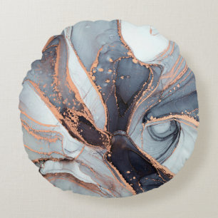Hochauflösung. Luxuriöse abstrakte Fluid Art Maler Rundes Kissen