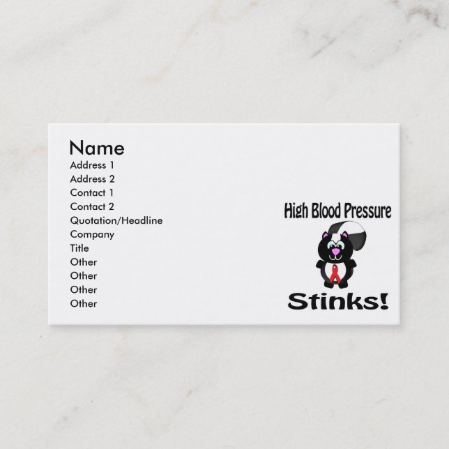 Hochblutdruck stinkt Skunk Awareness Design Visitenkarte (Vorderseite)