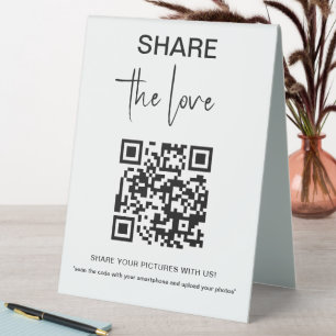 Hochfahren des Liebe-Fotos QR-Code teilen Tischaufsteller