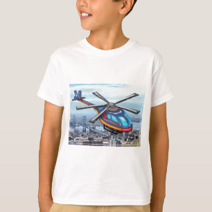 Hochfliegender Hubschrauber über Landstraßen T-Shirt