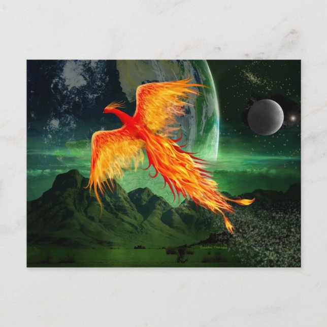 Hochfliegender Phoenix Postkarte (Vorderseite)