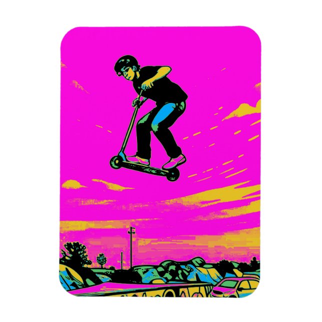 Hochfliegender Stunt - Rollerfahrer Magnet (Vertikal)