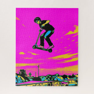 Hochfliegender Stunt - Scooter Fahrer