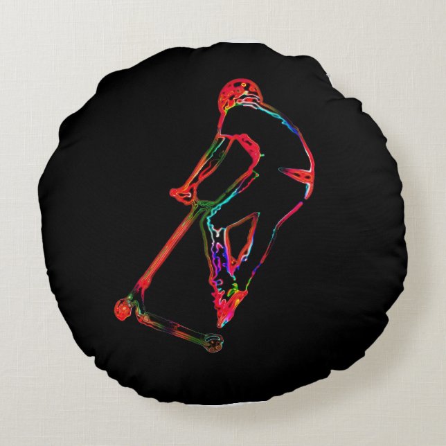 Hochfliegendes Scootering - Scooter Boy Rundes Kissen (Rückseite)