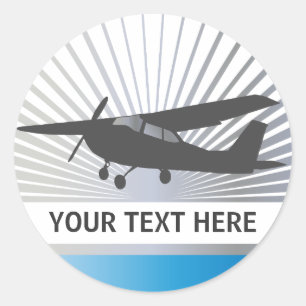Hochflügel-Luftfahrzeug - benutzerdefinierter Text Runder Aufkleber