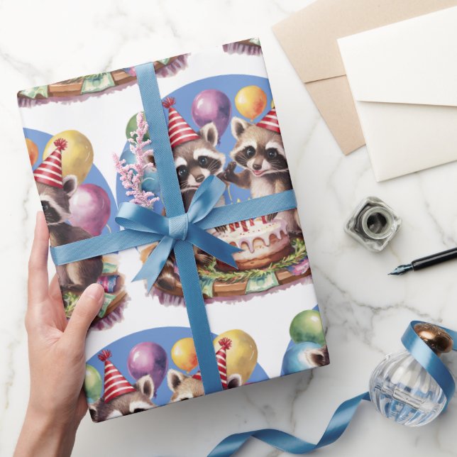 Hochfünfjährige Geburtstagsparty-Zwillinge Mapache Geschenkpapier (Schenken)