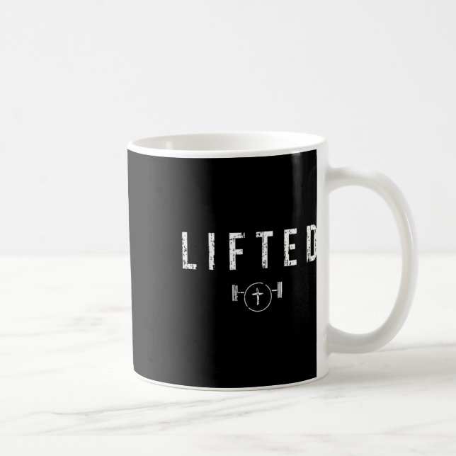 Hochgehobene Fitness Gym Workout Jesus Christliche Kaffeetasse (Rechts)