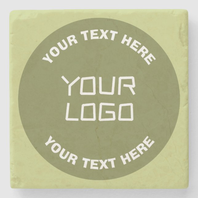 Hochgeladene Logos, Design und bearbeitbarer Text, Steinuntersetzer (Vorderseite)