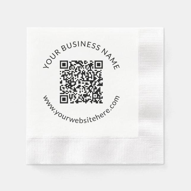 Hochgeladene QR-Code-Vorlage mit bearbeitbarem Tex Serviette (Vorderseite)