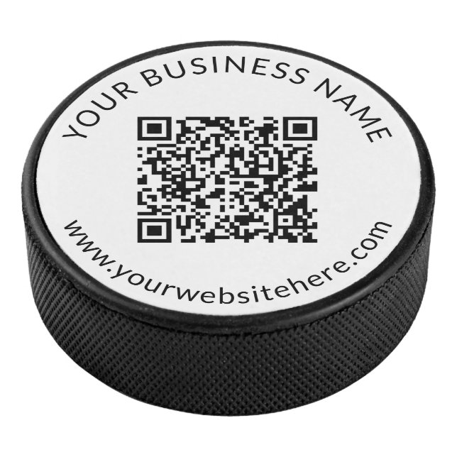Hochgeladene QR-Codevorlage mit bearbeitbarem Text Eishockey Puck (3/4)