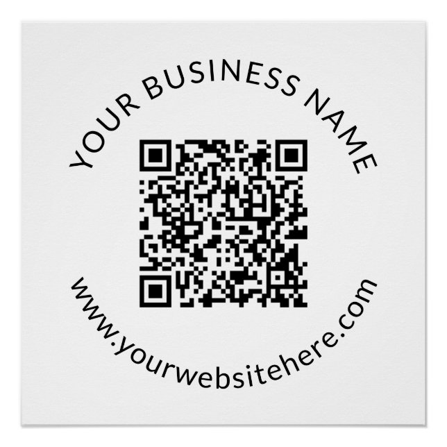 Hochgeladene QR-Codevorlage mit bearbeitbarem Text Poster (Vorderseite)