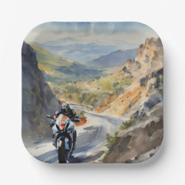 Hochgeschwindigkeits-Abenteuer in lebendiger Bergw Pappteller