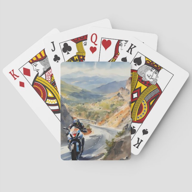 Hochgeschwindigkeits-Abenteuer in lebendiger Bergw Spielkarten (Rückseite)