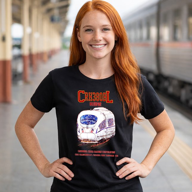 Hochgeschwindigkeits-CRH380BL-China Eisenbahn Elek T-Shirt (High-Speed CRH380BL China Railway Electric Train. Womens Basic T-Shirt)