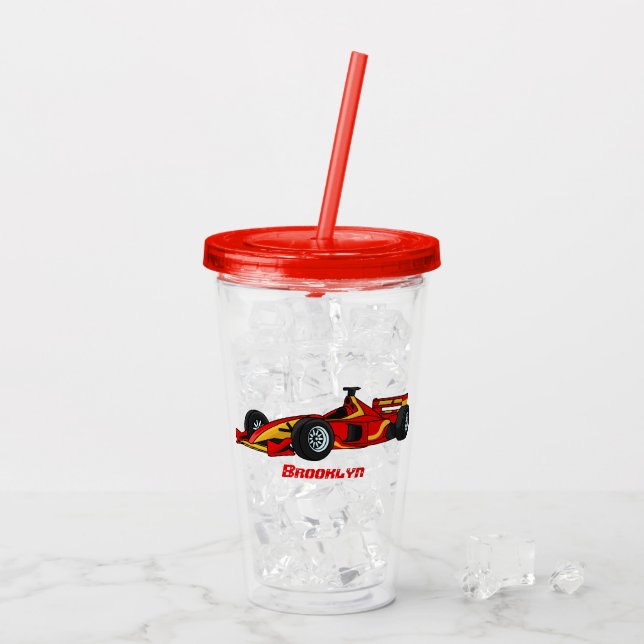 Hochgeschwindigkeits-Rennwagen - Cartoon Acryltrinkbecher (Rückseite Ice)