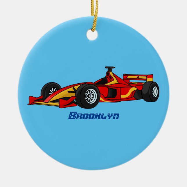 Hochgeschwindigkeits-Rennwagen - Cartoon Keramik Ornament (Vorne)