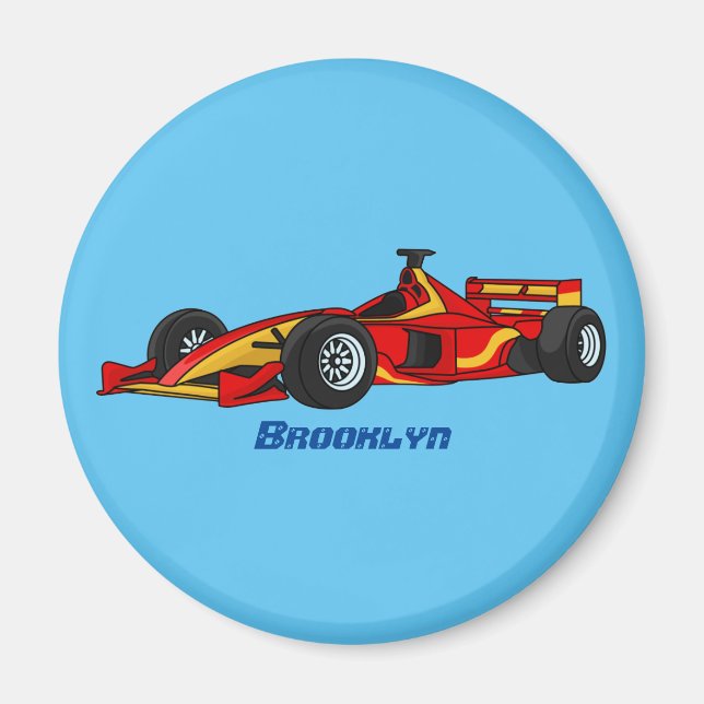 Hochgeschwindigkeits-Rennwagen - Cartoon Magnet (Vorne)