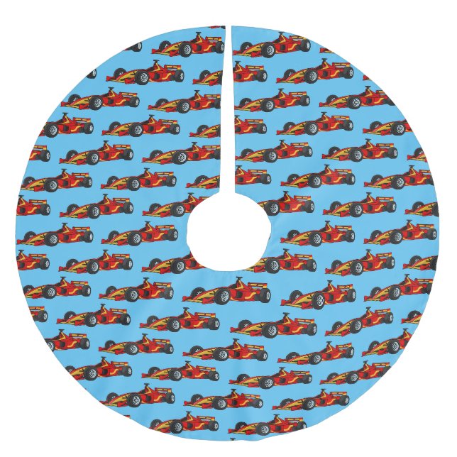 Hochgeschwindigkeits-Rennwagen - Cartoon Polyester Weihnachtsbaumdecke (Vorderseite)
