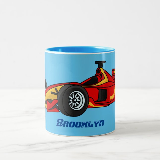 Hochgeschwindigkeits-Rennwagen - Cartoon Zweifarbige Tasse (Mittel)
