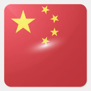 Hochglanzflagge der China Quadratischer Aufkleber