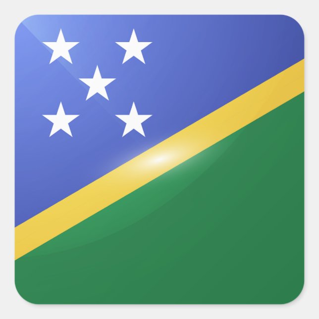 Hochglanzflagge der Salomonen Quadratischer Aufkleber (Vorderseite)
