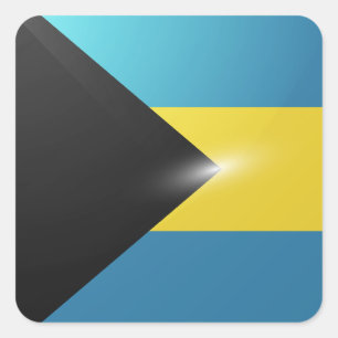Hochglanzflagge des Bahamas Quadratischer Aufkleber
