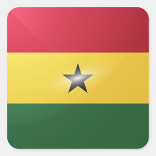 Hochglanzflagge des Ghana-Quadrats Quadratischer Aufkleber