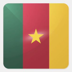 Hochglanzflagge des Kameruner Quadrats Quadratischer Aufkleber