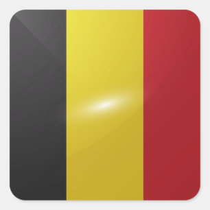 Hochglanzflagge in Belgien Quadratischer Aufkleber