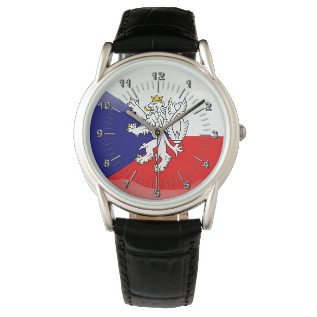 Hochglanzflagge in der Tschechischen Republik Armbanduhr (Vorderseite)