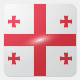 Hochglanzflagge in Georgia Quadratischer Aufkleber