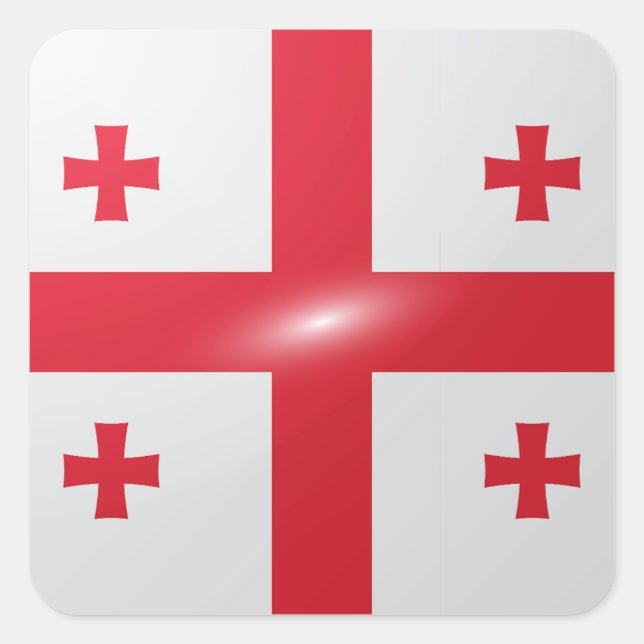 Hochglanzflagge in Georgia Quadratischer Aufkleber (Vorderseite)