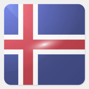 Hochglanzflagge in Island Quadratischer Aufkleber