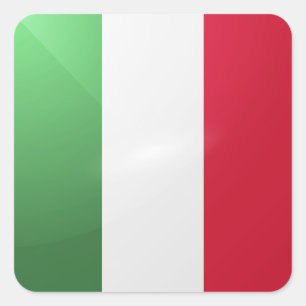 Hochglanzflagge in Italien Quadratischer Aufkleber