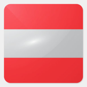 Hochglanzflagge in Österreich Quadratischer Aufkleber