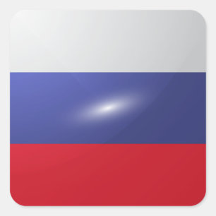 Hochglanzflagge in Russland Quadratischer Aufkleber