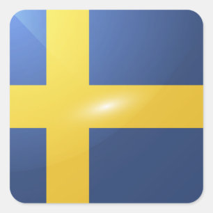 Hochglanzflagge in Schweden Quadratischer Aufkleber