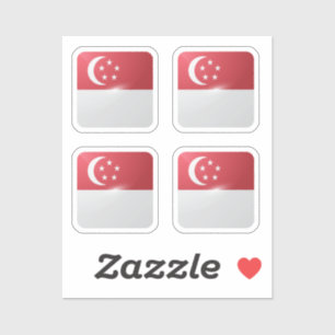 Hochglanzflagge in Singapur Aufkleber