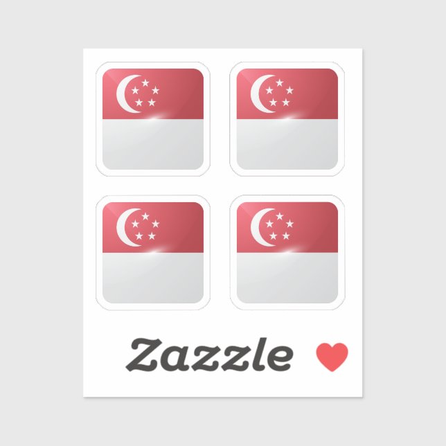 Hochglanzflagge in Singapur Aufkleber (Blatt)