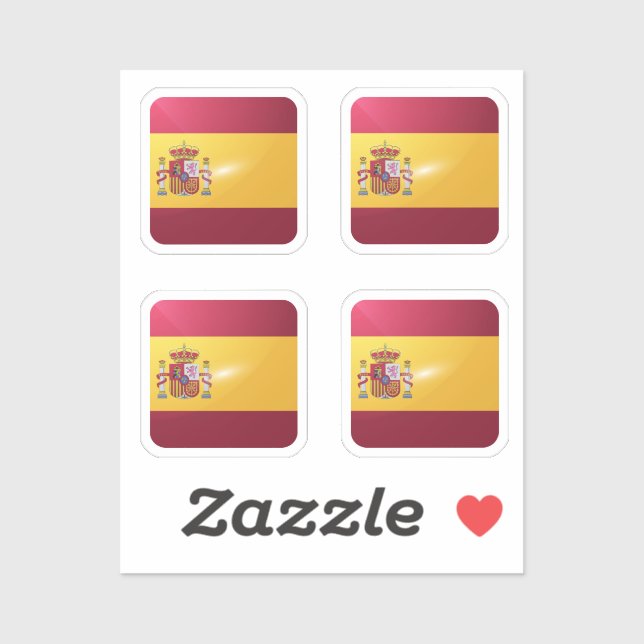 Hochglanzflagge in Spanien Aufkleber (Blatt)