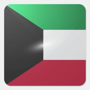 Hochglanzflagge von Kuwait Quadratischer Aufkleber
