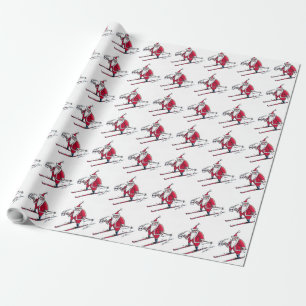 Hochglanzpapier für Santa Skiing Geschenkpapier