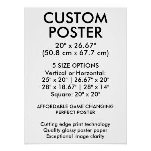 Hochglanzposter, vertikal, benutzerdefiniert, 20" poster