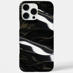 Hochglanzschwarze 3D-Wellenstruktur iPhone 16 Pro Max Hülle