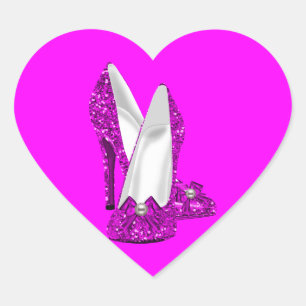 Hochhackige Schuhe Stiletto Glitter Rosa Herz-Aufkleber