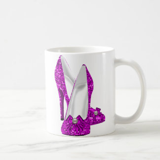 Hochhackige Schuhe Stiletto Glitter Rosa Kaffeetasse