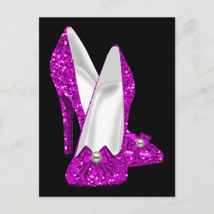 Hochhackige Schuhe Stiletto Glitter Rosa Postkarte
