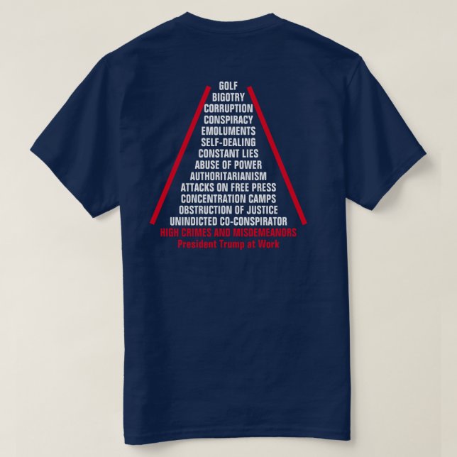 Hochkriminalität und Verfehlungen: Trump wird von  T-Shirt (Design Rückseite)
