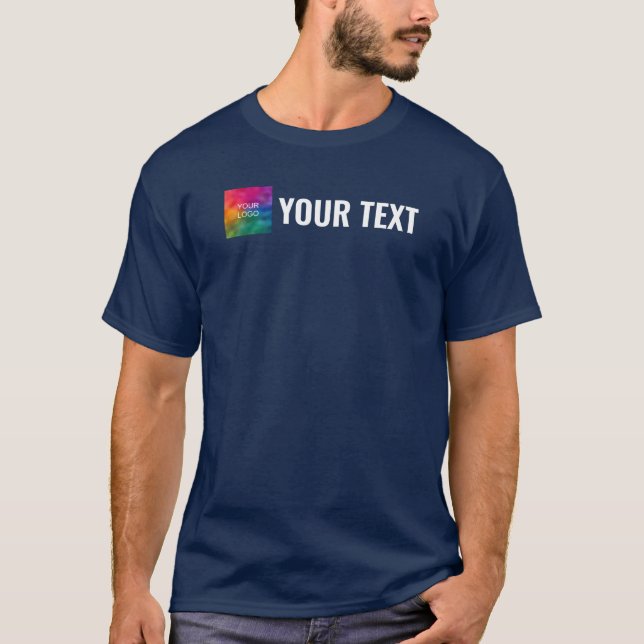 Hochladen des Logos von Unternehmen "Navy Blue Men T-Shirt (Vorderseite)