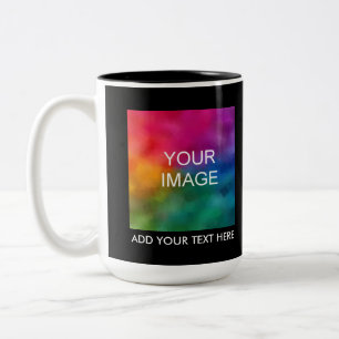 Hochladen des Logotextes des Fotos "Eigenes Bild" Zweifarbige Tasse